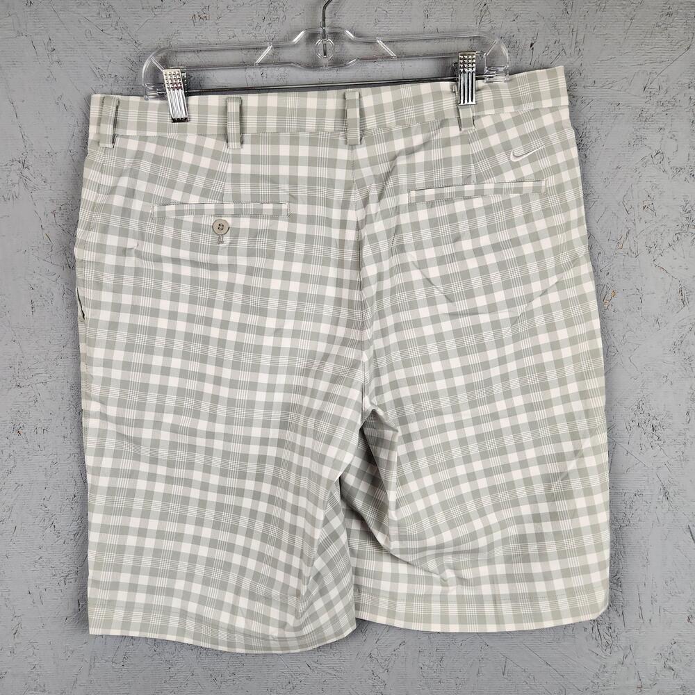 Nike Golf Shorts Mens 36 Gray White Check Plaid Dri Fit Performance Logo Pockets - Picture 6 of 11